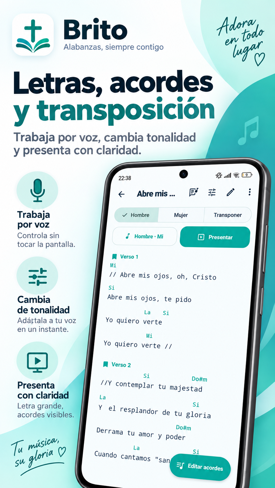 Letras, acordes y transposición